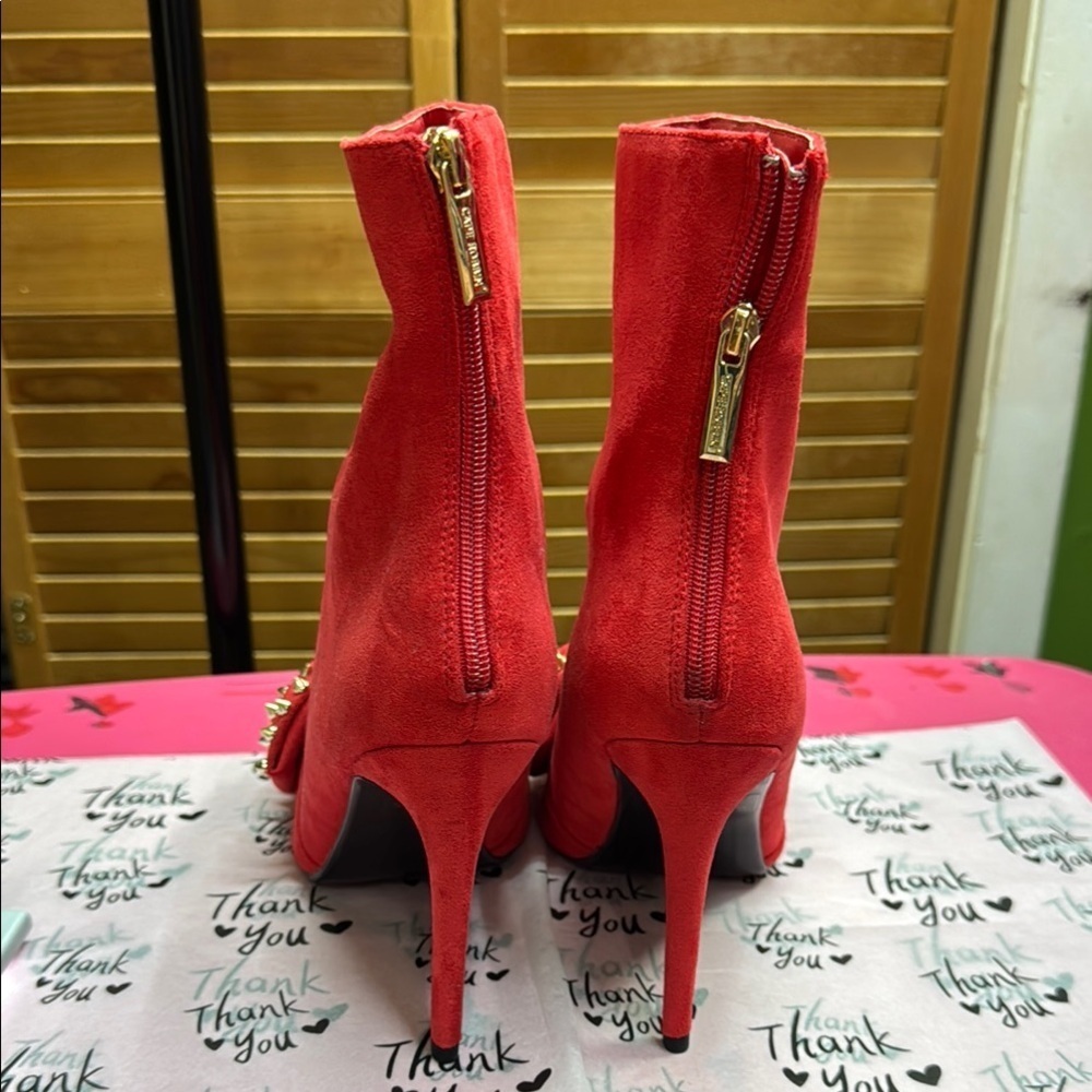 Cape Robbin . Red Embellished Ankle Booties - Picture 6 of 9
